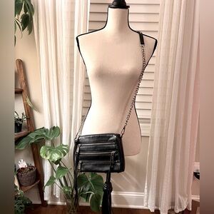 Rebecca Minkoff small MOTO 3 leather crossbody chain straps and zipper details